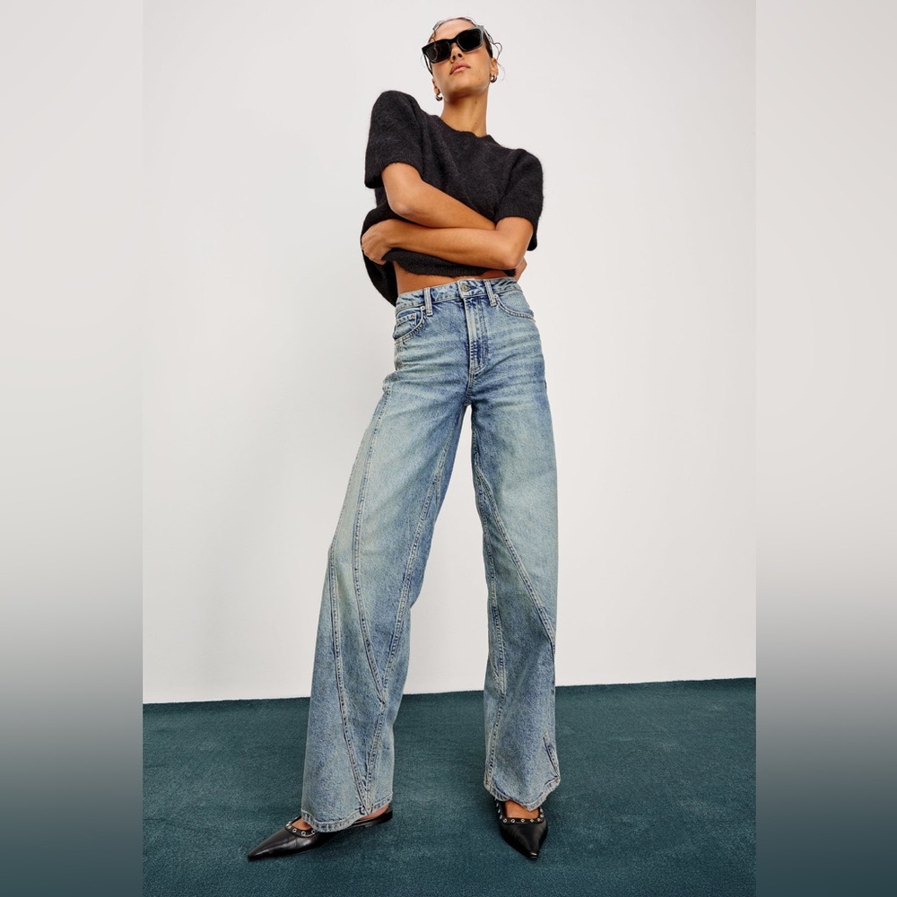 NWOT Rails Getty High-Rise Twisted Seam Wide-Leg Jeans Lyocell cotton Sz 25